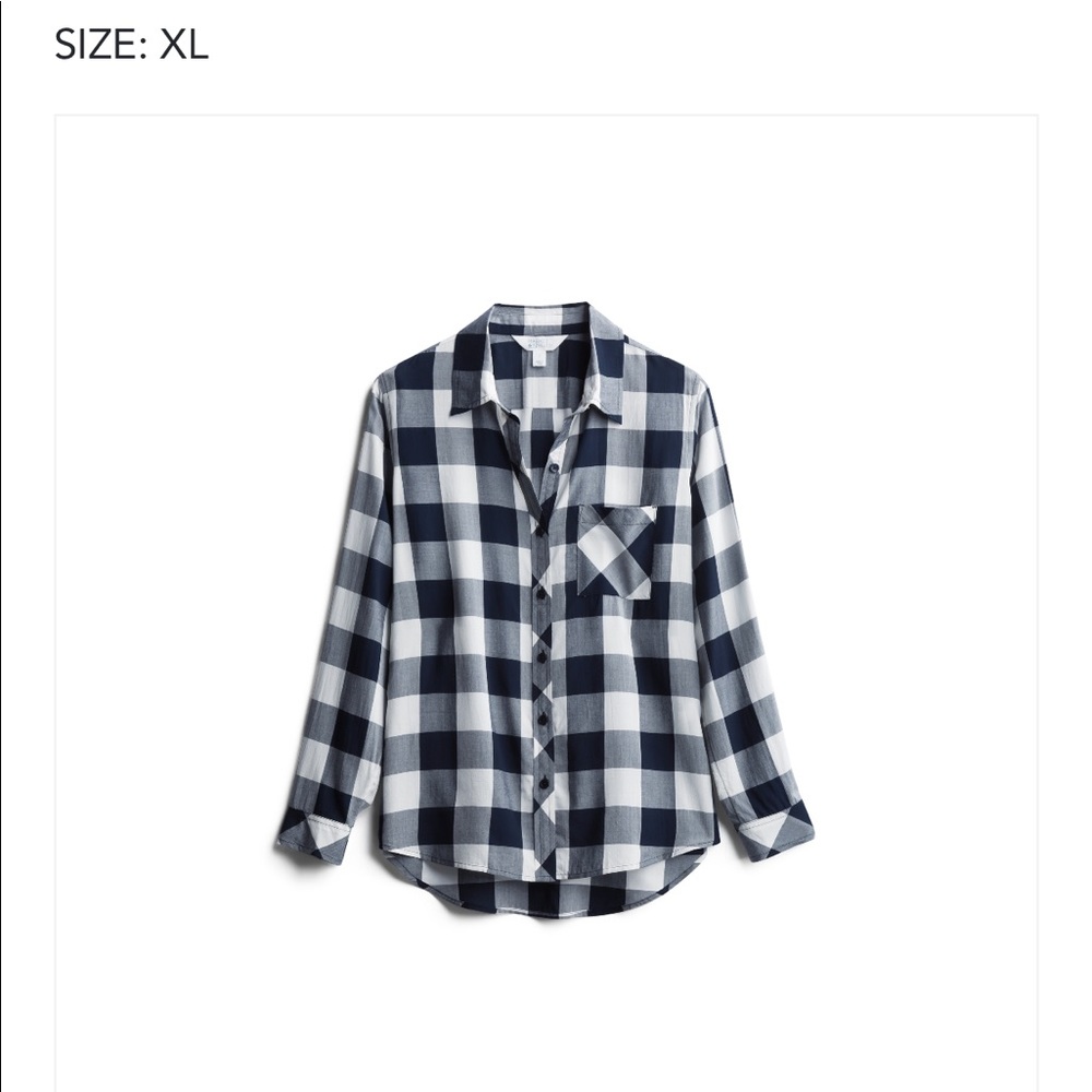 Market & Spruce Black & White Buffalo Plain Blouse